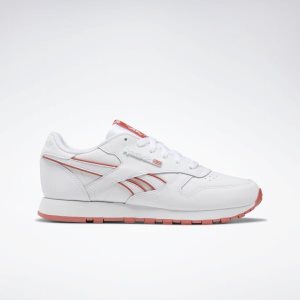 Reebok Classic Leather Turnschuhe Damen - Weiß/Rosa - DE 086-SUP